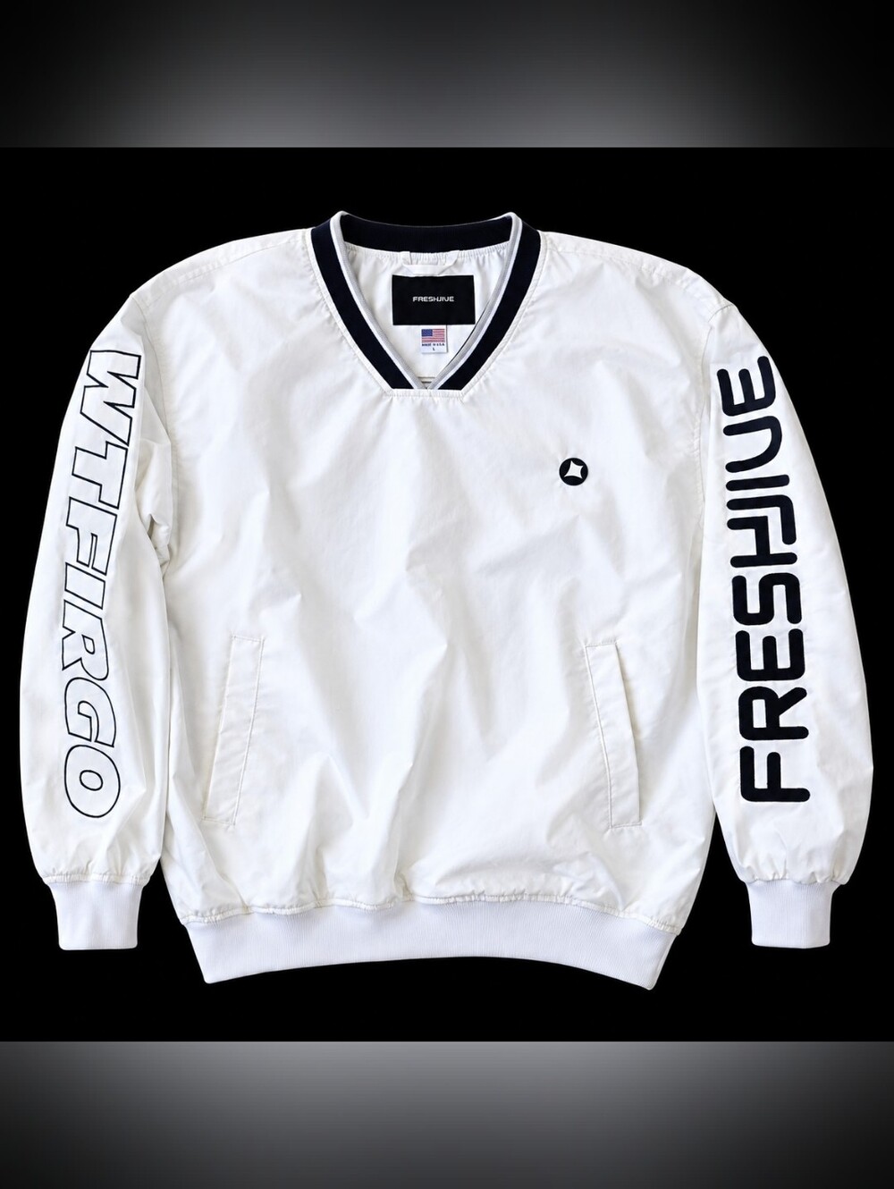 Freshjive Vintage White Pullover Windbreaker Jacket WTFIRGO USA Made Size S